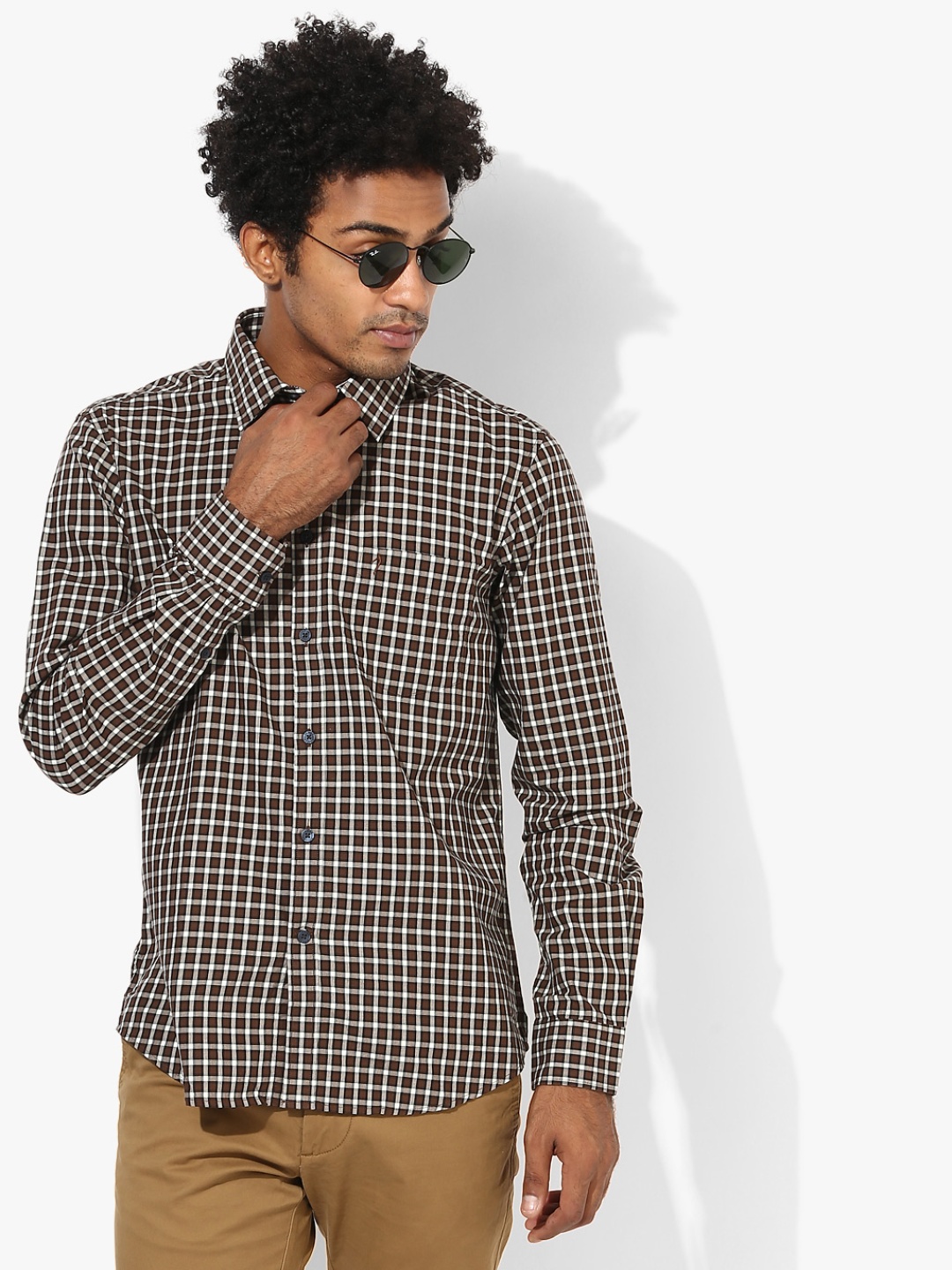 

Indian Terrain Men Brown Slim Fit Checked Casual Shirt