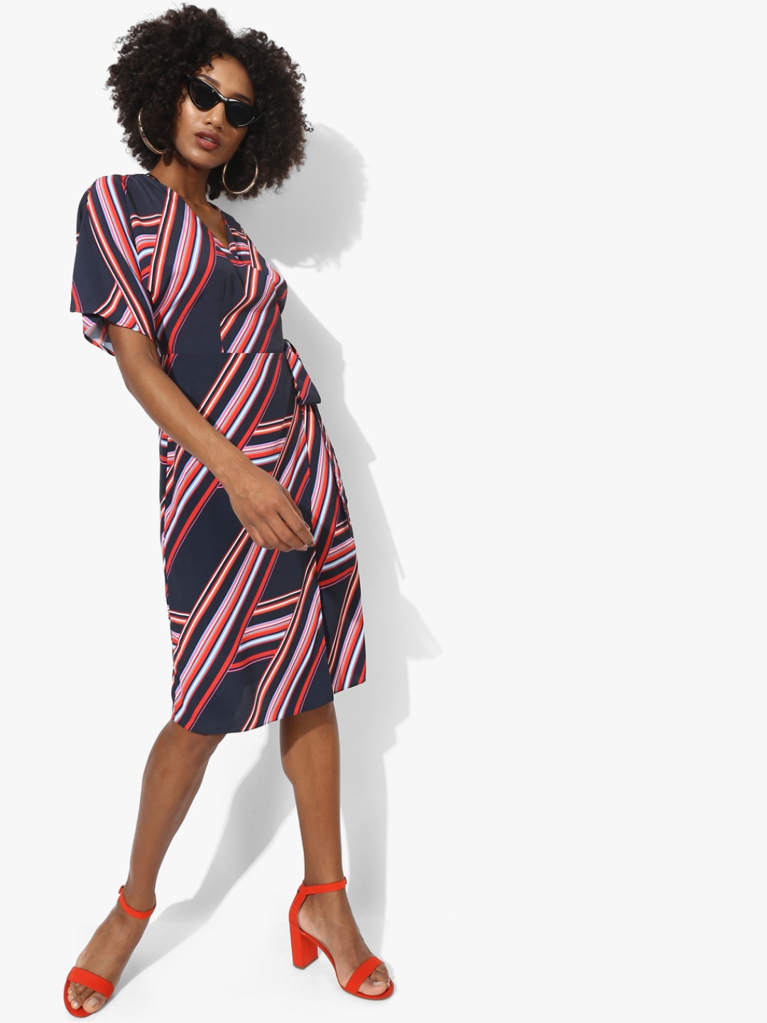 

DOROTHY PERKINS Women Multicoloured Striped Wrap Dress, Multi