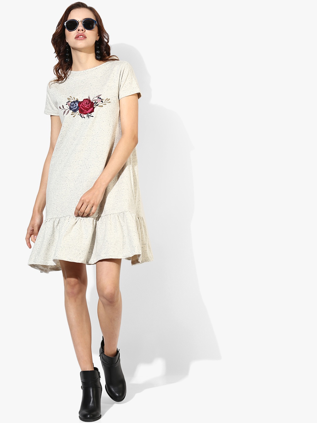 

EVAH LONDON Women Off-White Speckled Effect Drop-Waist Dress