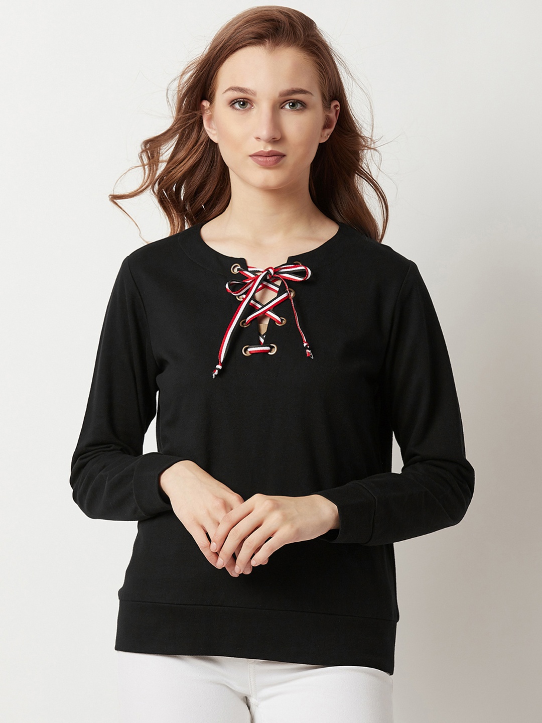 

Miss Chase Women Black Solid Sweatshirt
