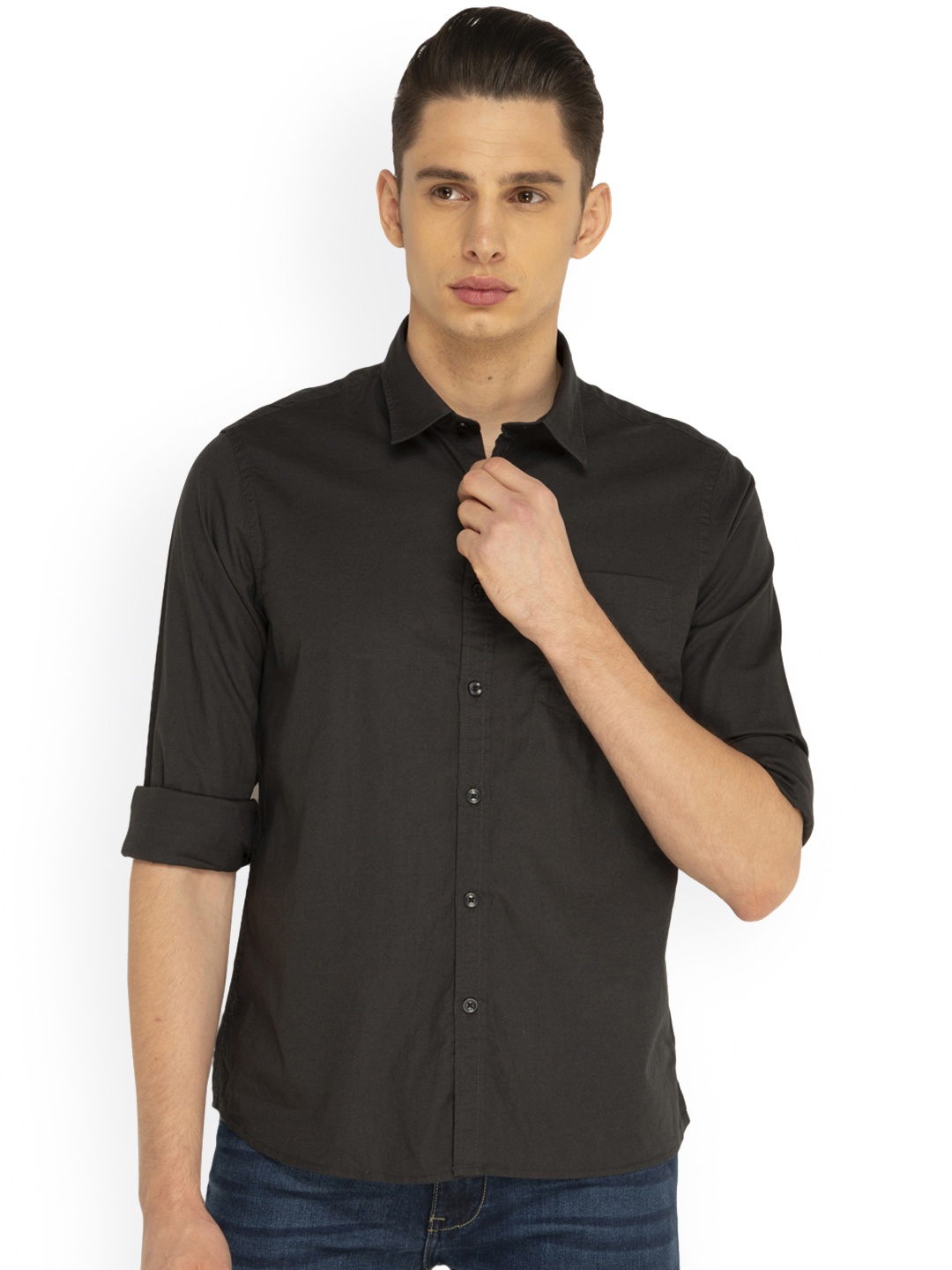

Arrow Sport Men Charcoal Slim Fit Solid Casual Shirt