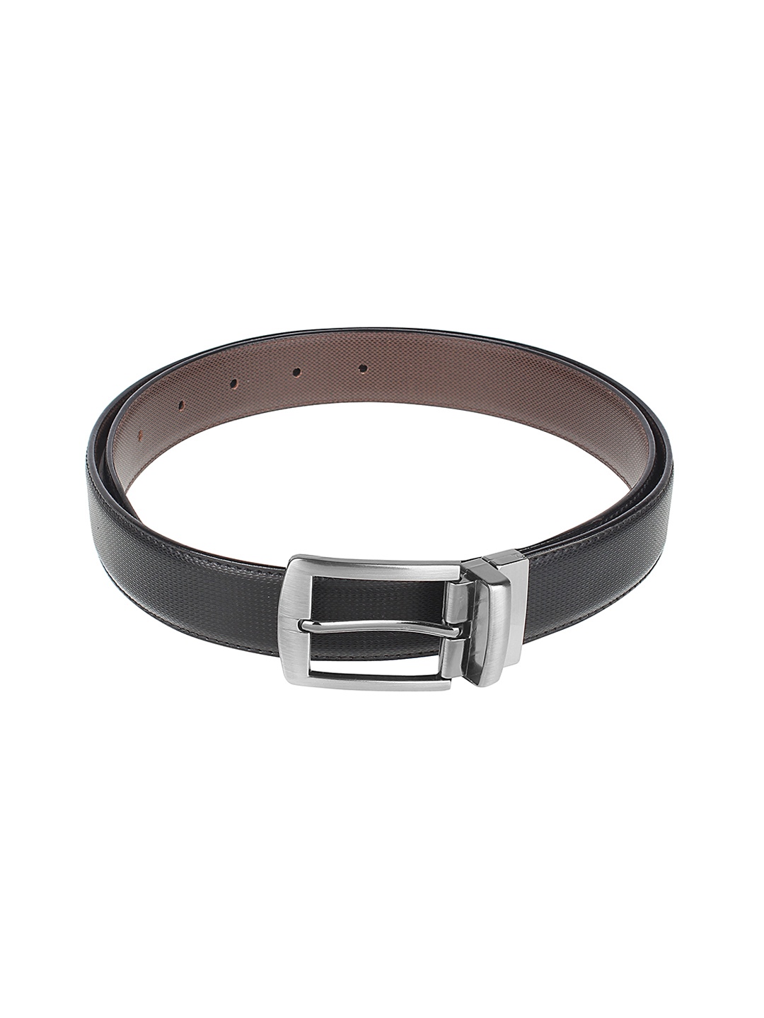 

amicraft Men Black & Brown Reversible Leather Textured Belt