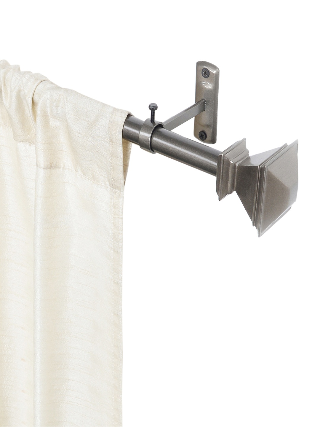 

Deco Window Gunmetal-Toned Curtain Rod With Brackets & Finials, Metallic