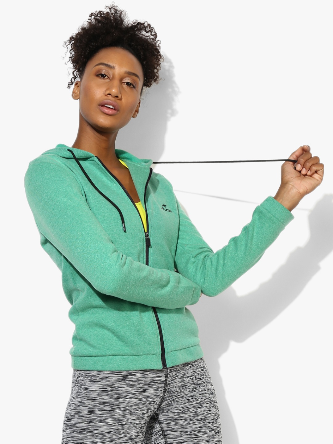

Green Self Design Sweat Jacket