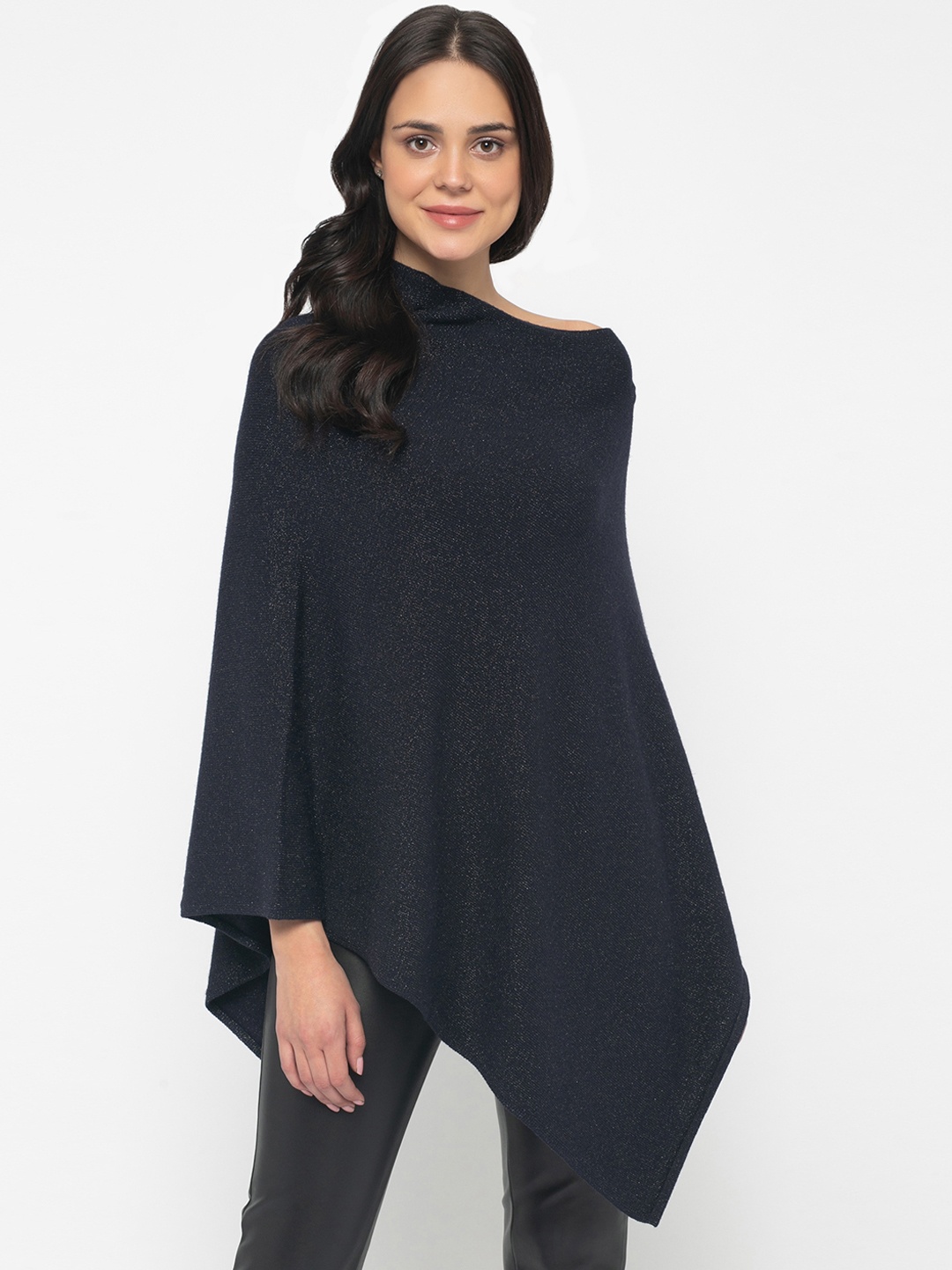 

Gipsy Women Navy Blue Solid Poncho