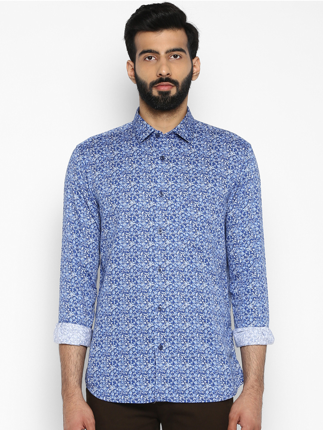 

ColorPlus Men Blue Tailored Fit Printed Casual Shirt