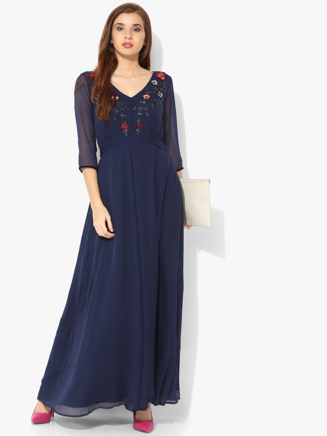 

Navy Blue Printed Maxi Dress