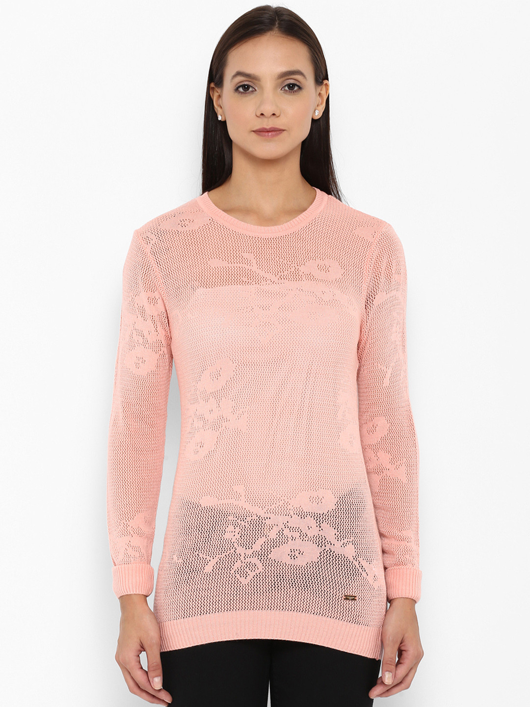 

Park Avenue Women Pink Self Design Pullover