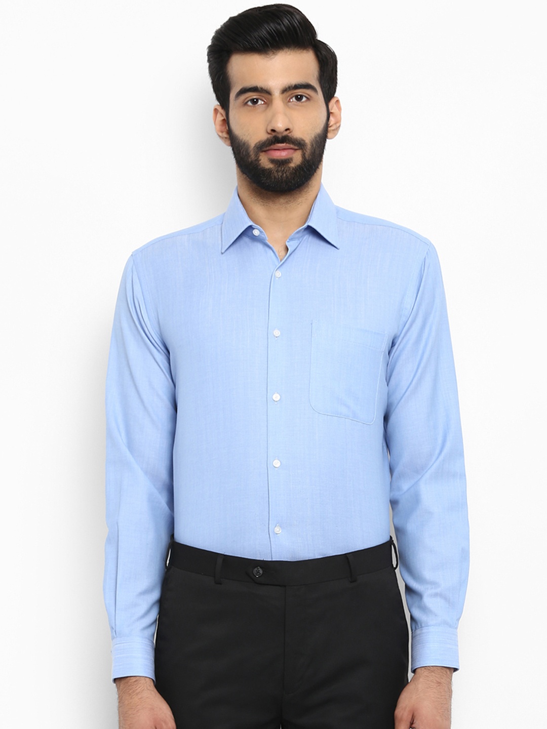 

Raymond Men Blue Regular Fit Solid Formal Shirt