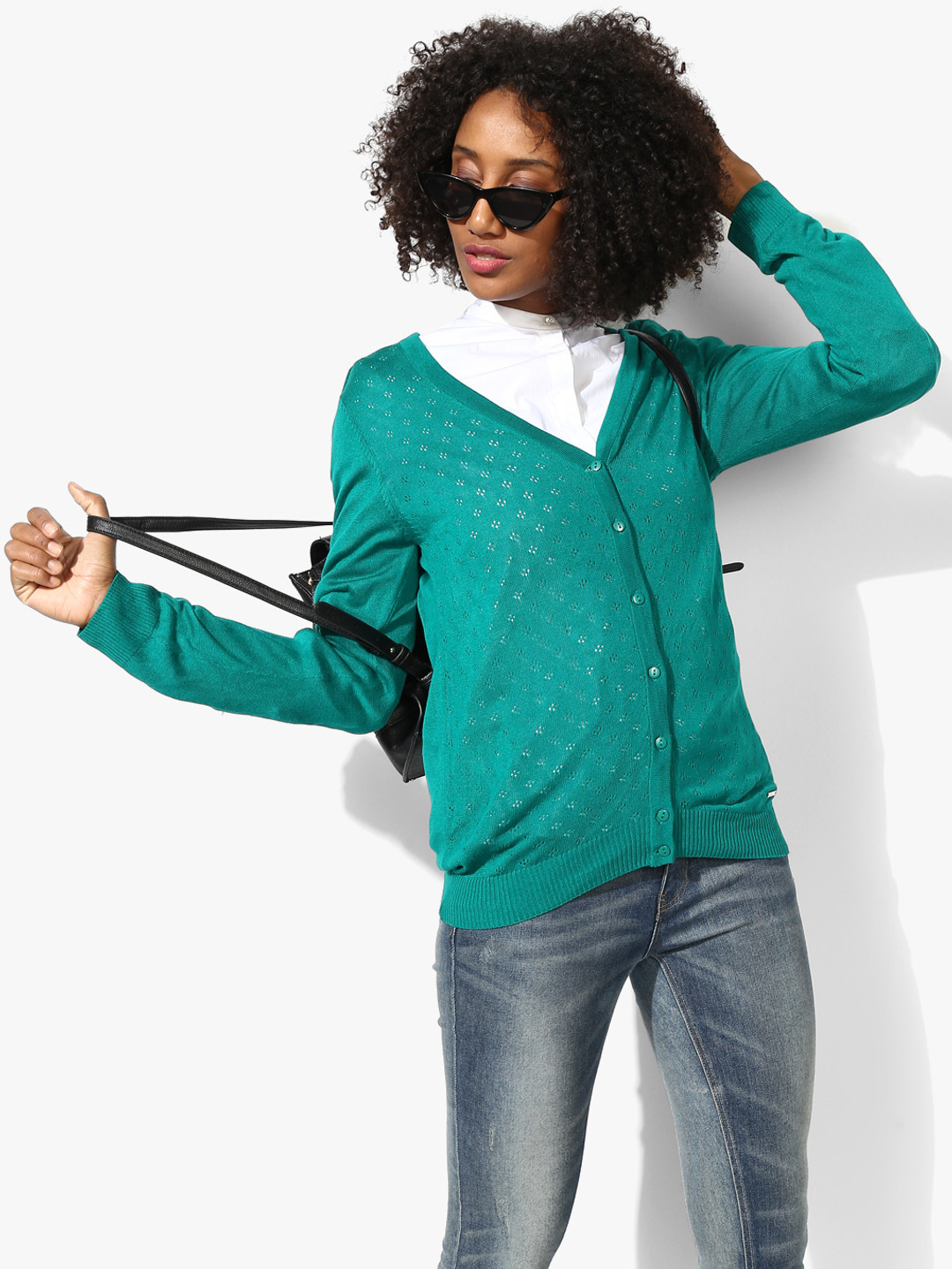 

Green Self Design Cardigan