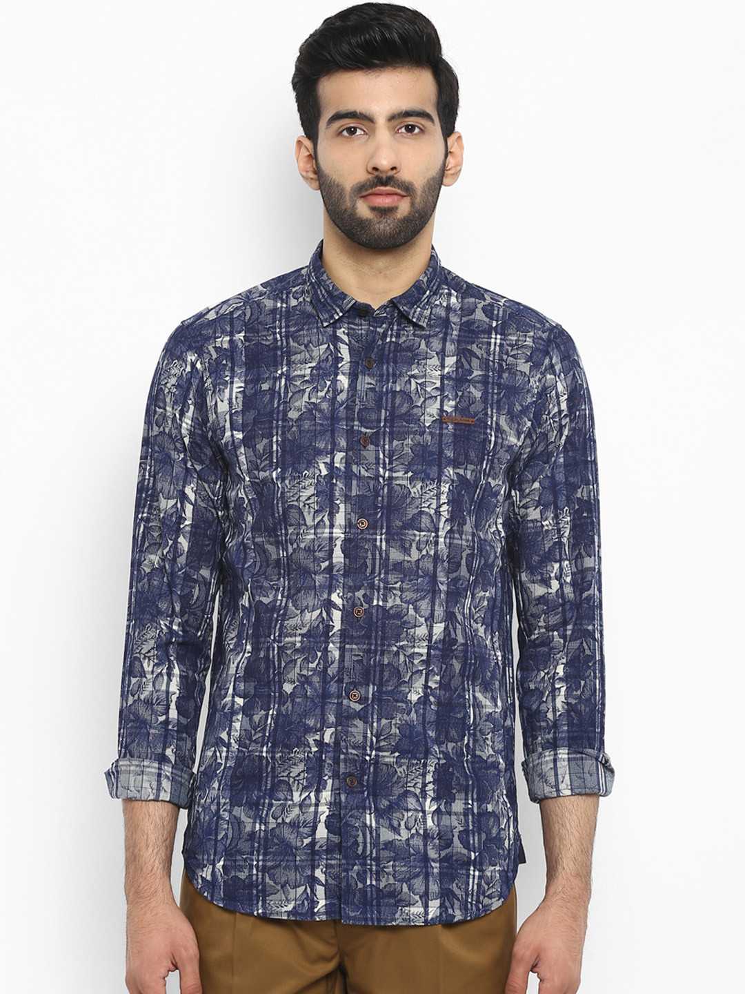 

ColorPlus Men Blue Contemporary Regular Fit Printed Casual Shirt