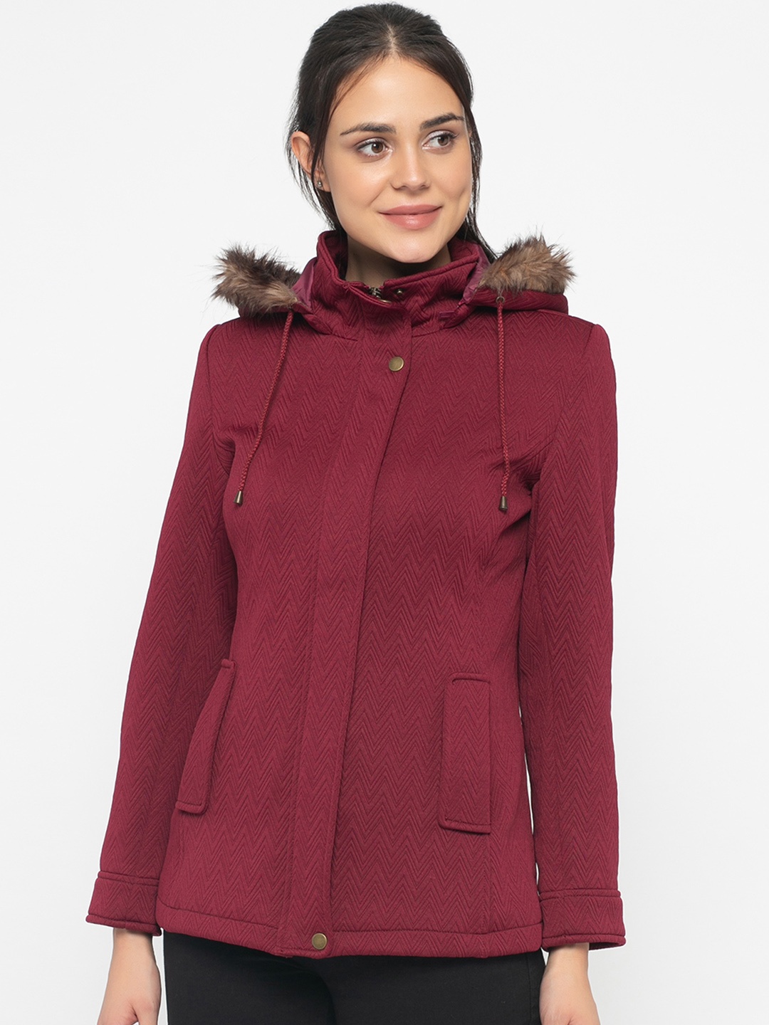 Gipsy Women Maroon Solid Parka