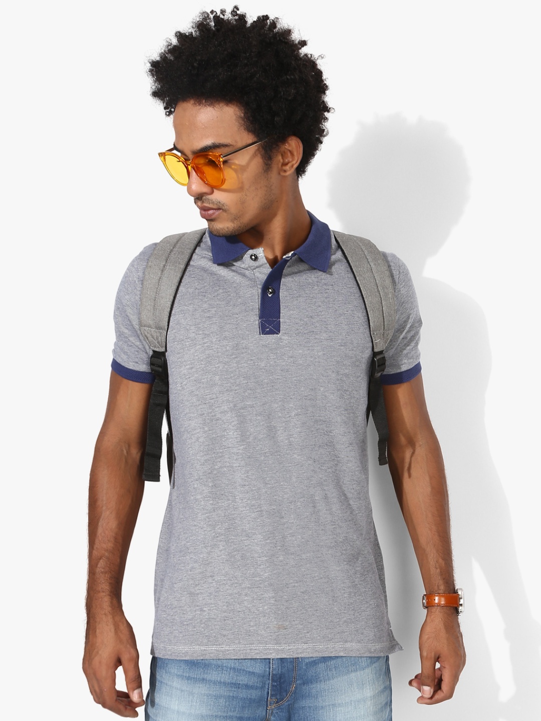 

Grey Solid Regular Fit Polo T-Shirt