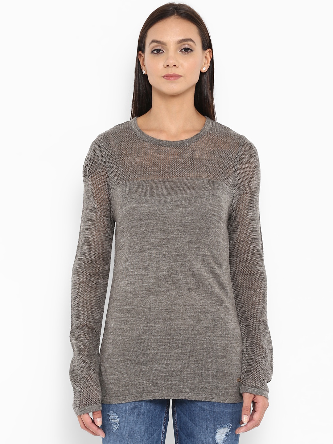 

Park Avenue Women Grey Solid Pullover