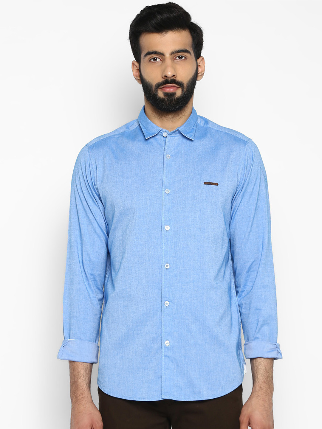 

ColorPlus Men Blue Contemporary Regular Fit Solid Casual Shirt