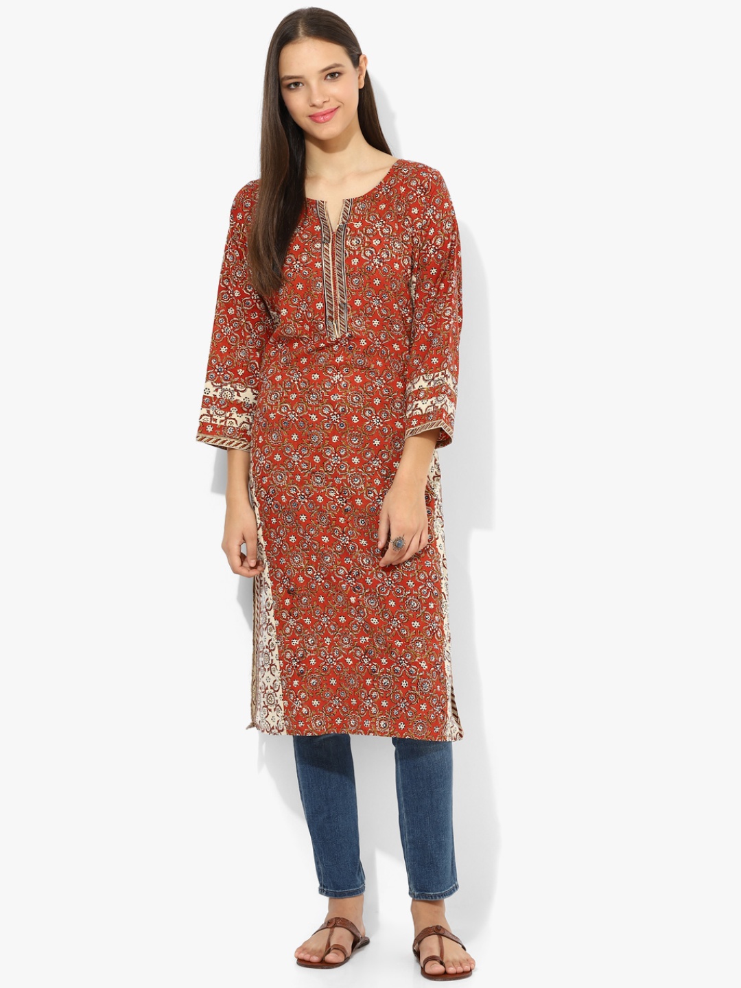 

Red Printed Kurta