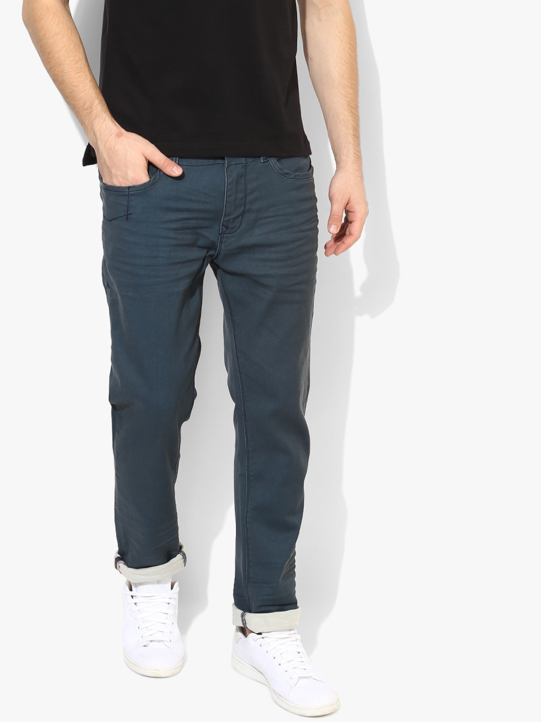 

Teal Mid-Rise Slim Fit Jeans