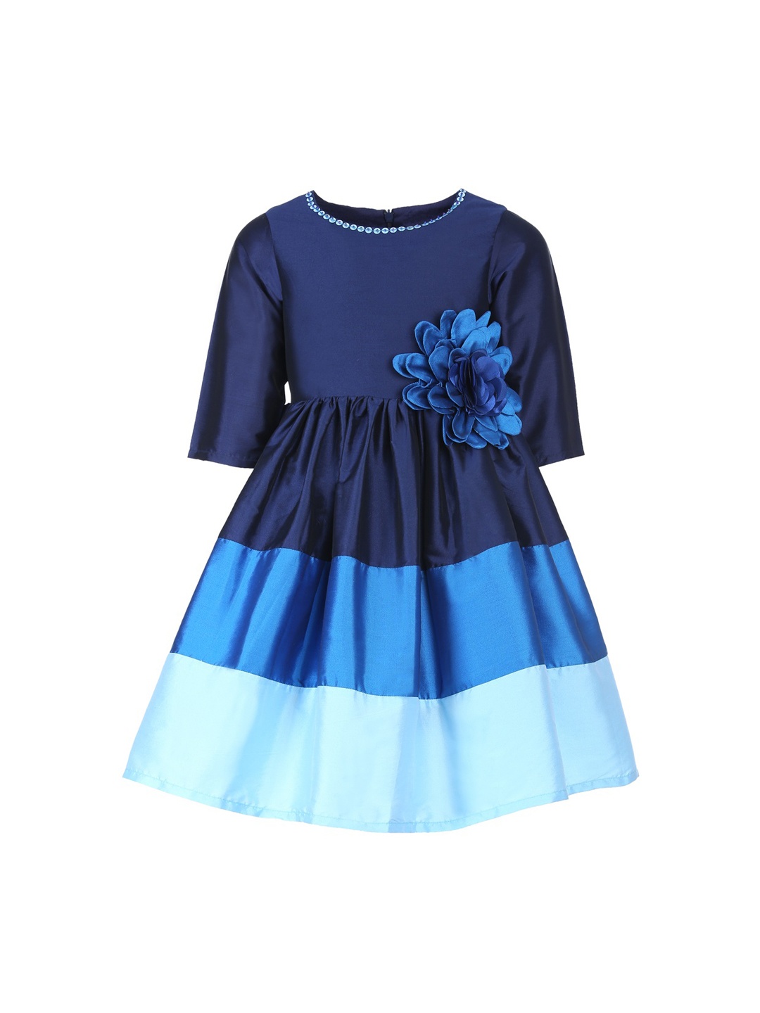 

A Little Fable Girls Navy Blue Peacock Feather Dress