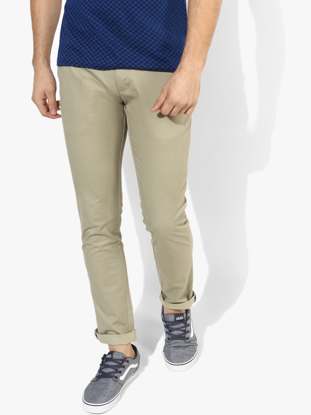 

Beige Printed Slim Fit Chinos