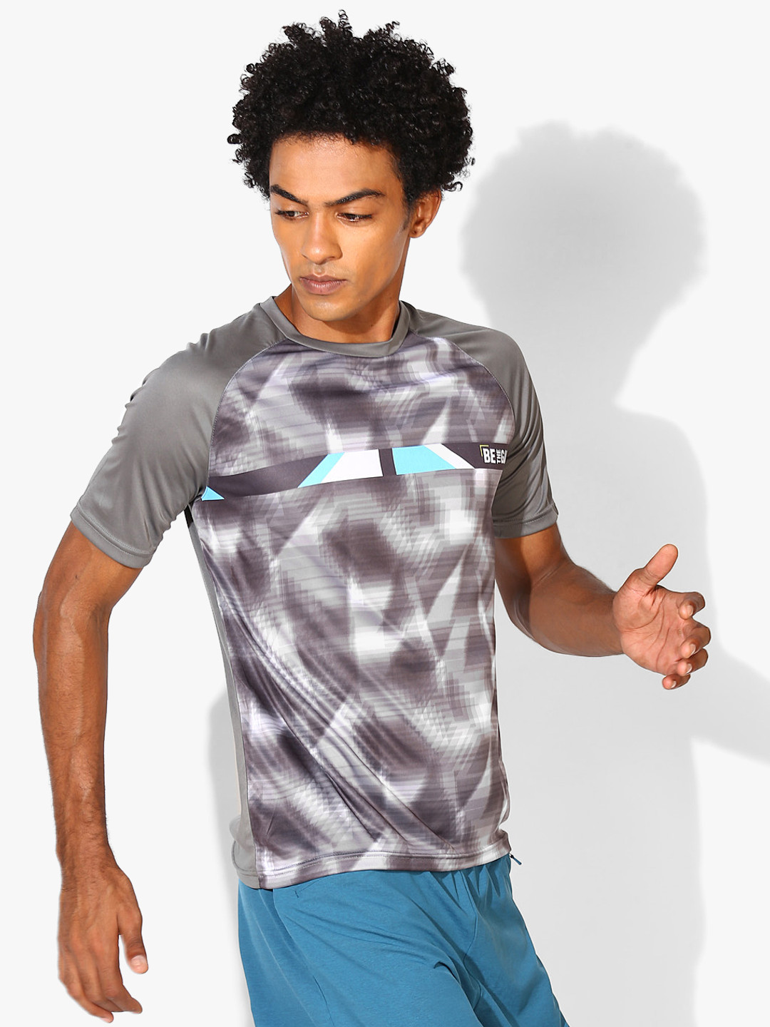 

Alcis Men Grey Printed Running Round Neck T-Shirt