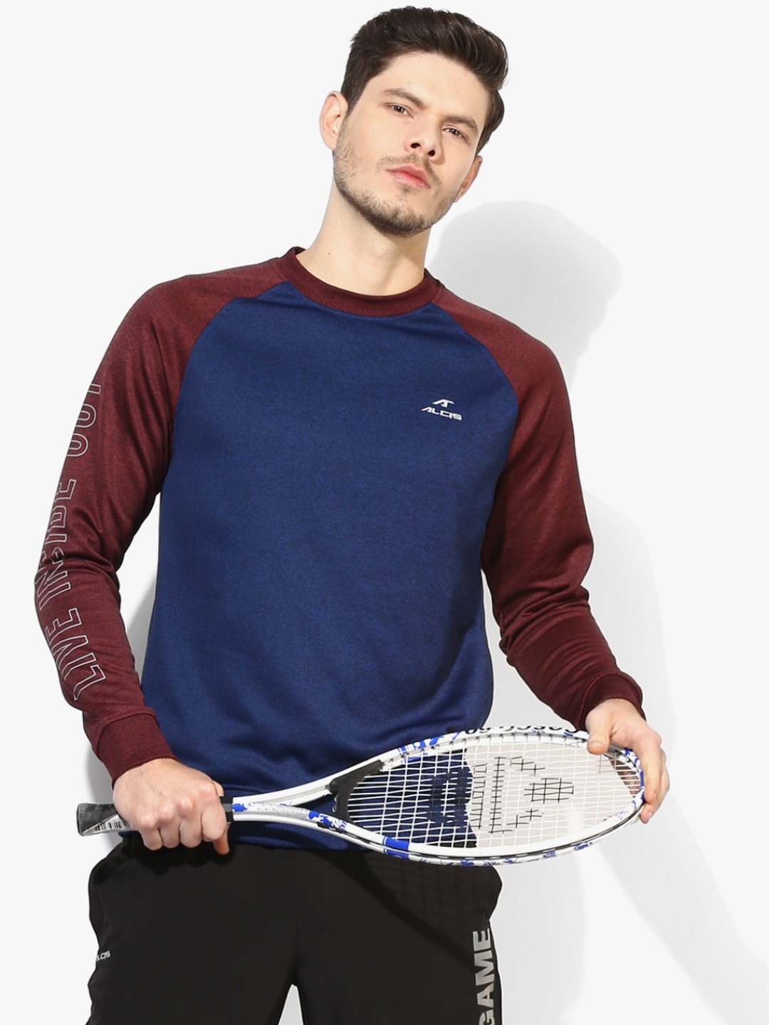 

Navy Blue Self Design Sweatshirt