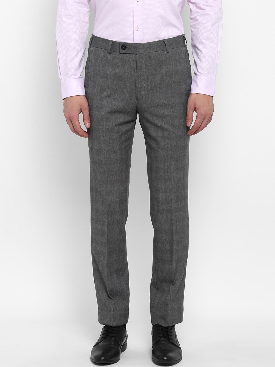 

Park Avenue Men Grey Slim Fit Checked Formal Trousers