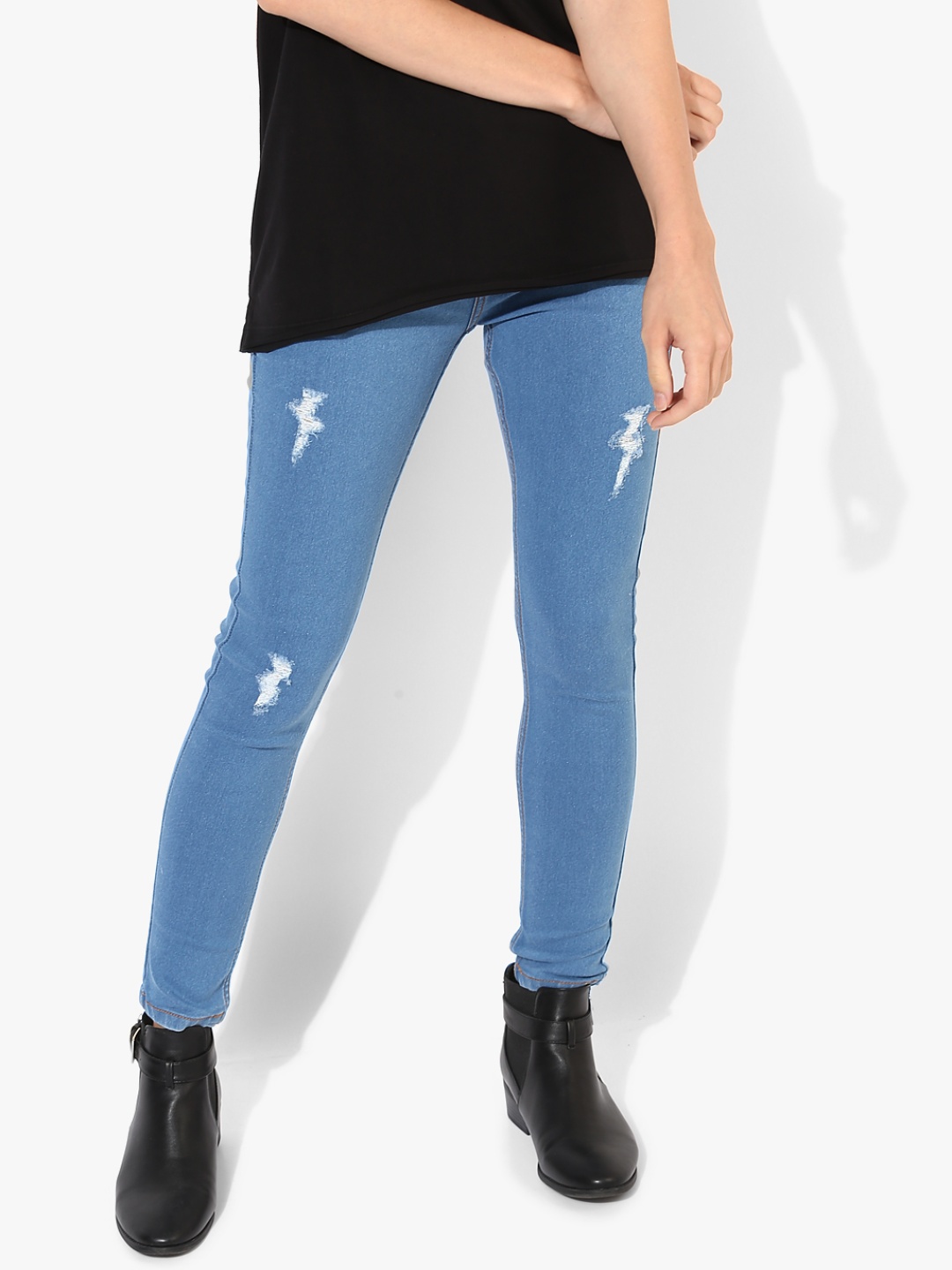 

Blue Solid Mid Rise Skinny Fit Jeans