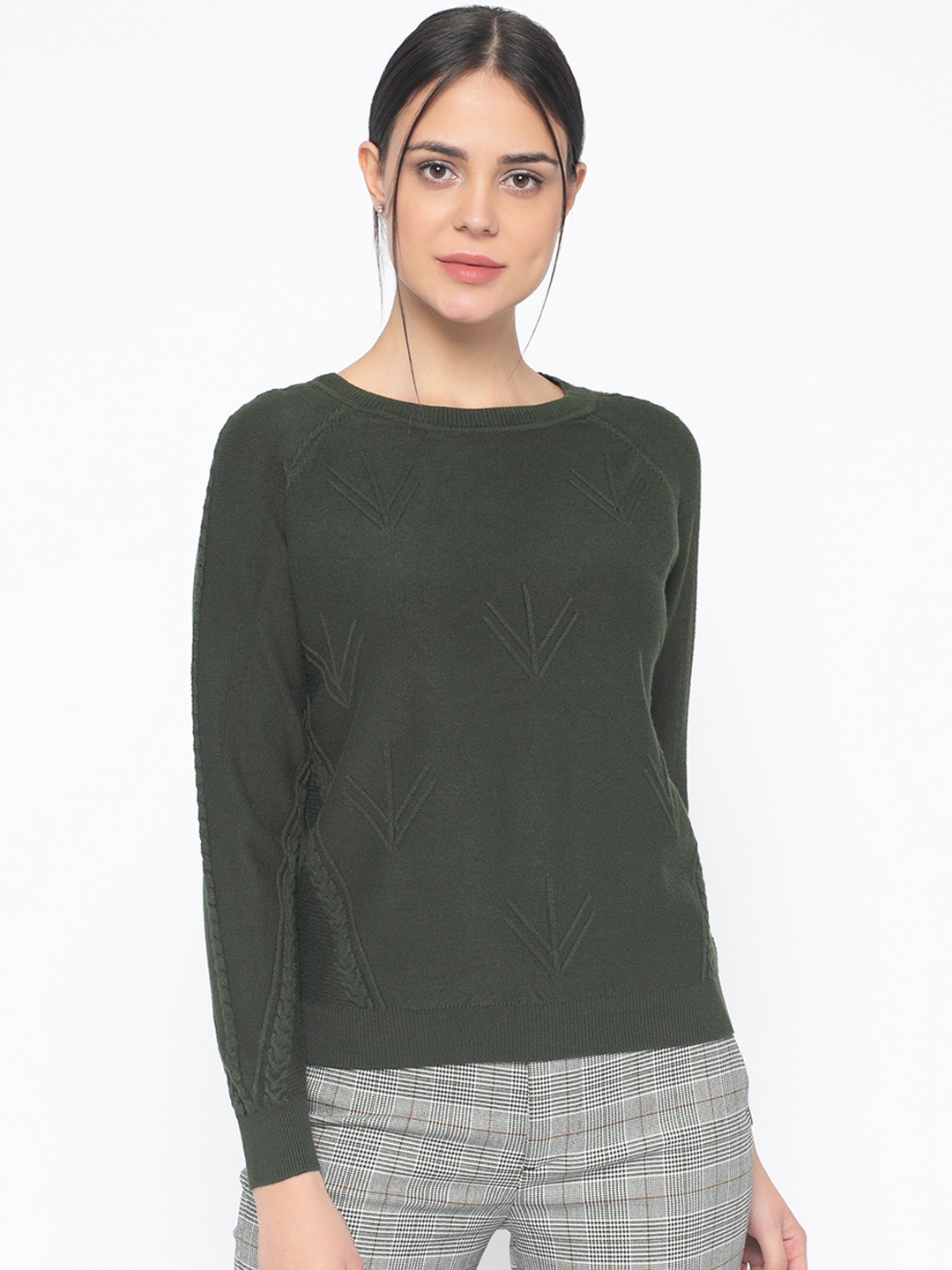 

Gipsy Women Olive Green Embroidered Sweater