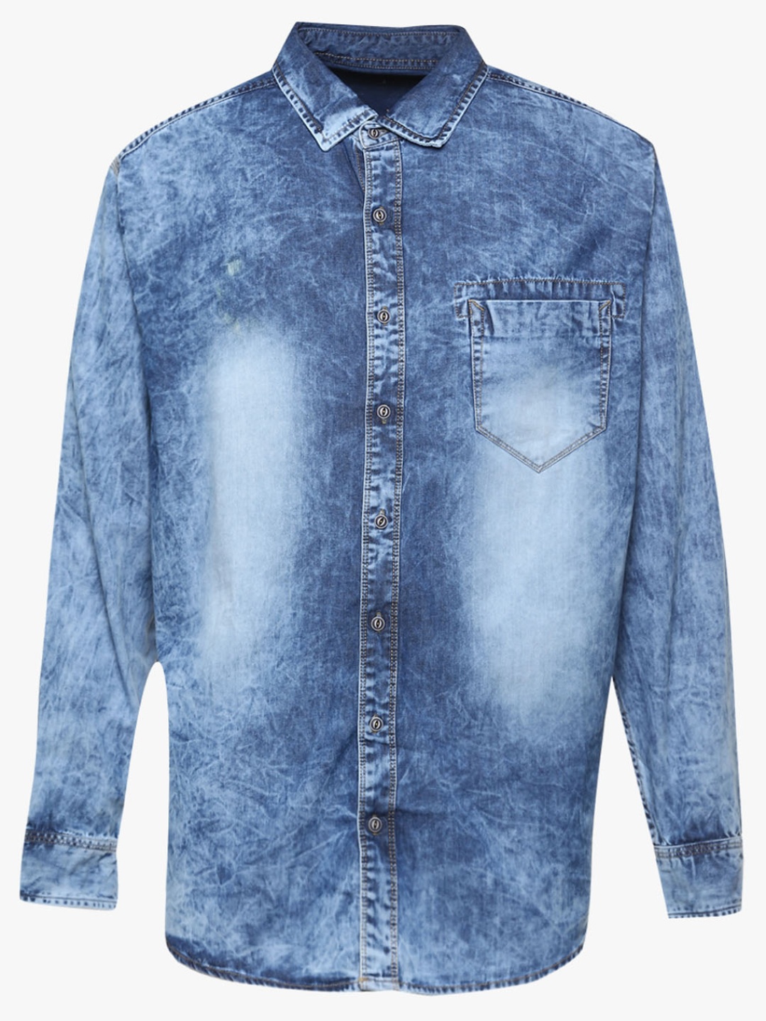 

ALTOMODA by Pantaloons Plus Size Women Blue Faded Denim Shirt