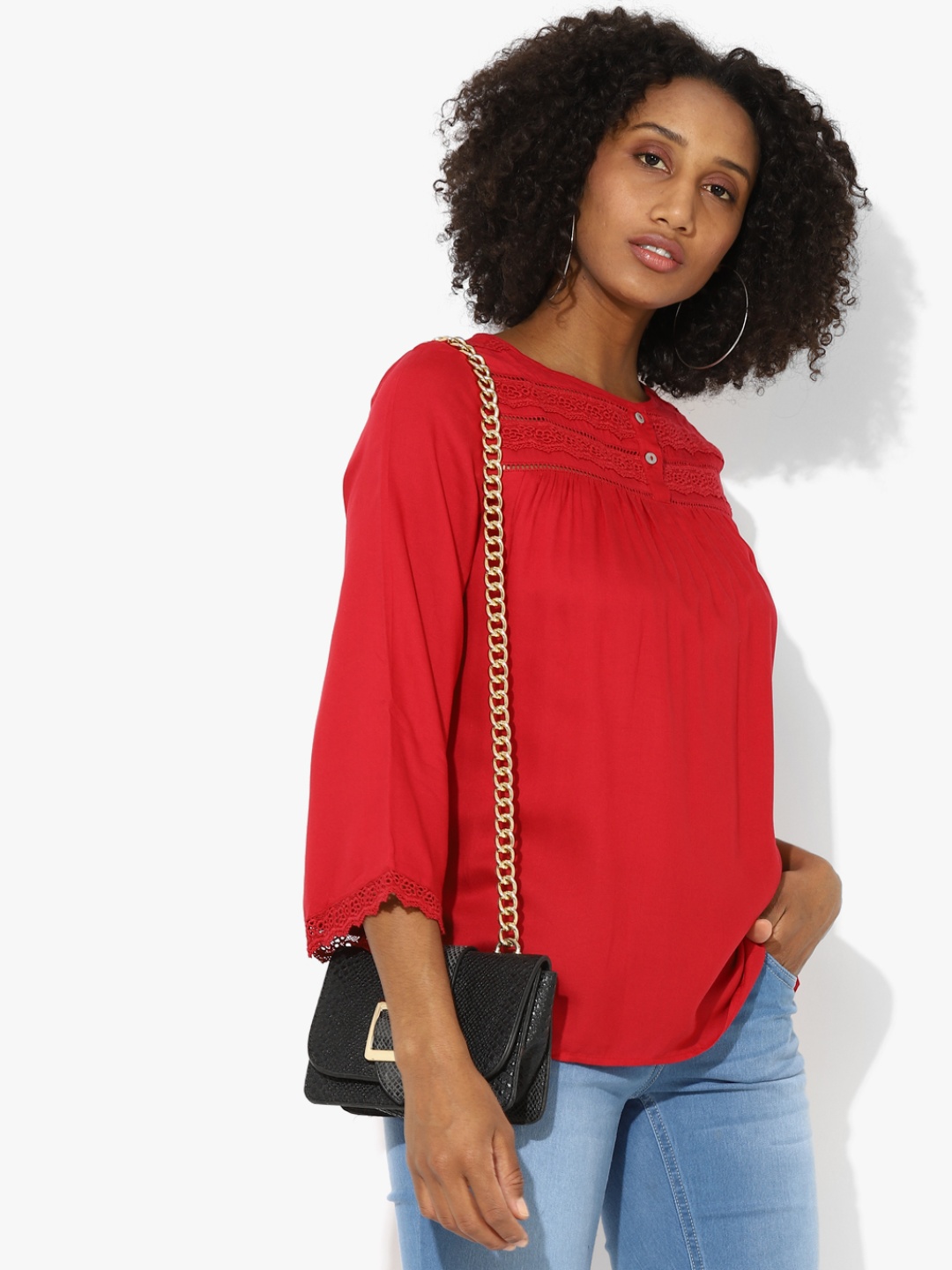 

Red Self Design Blouse