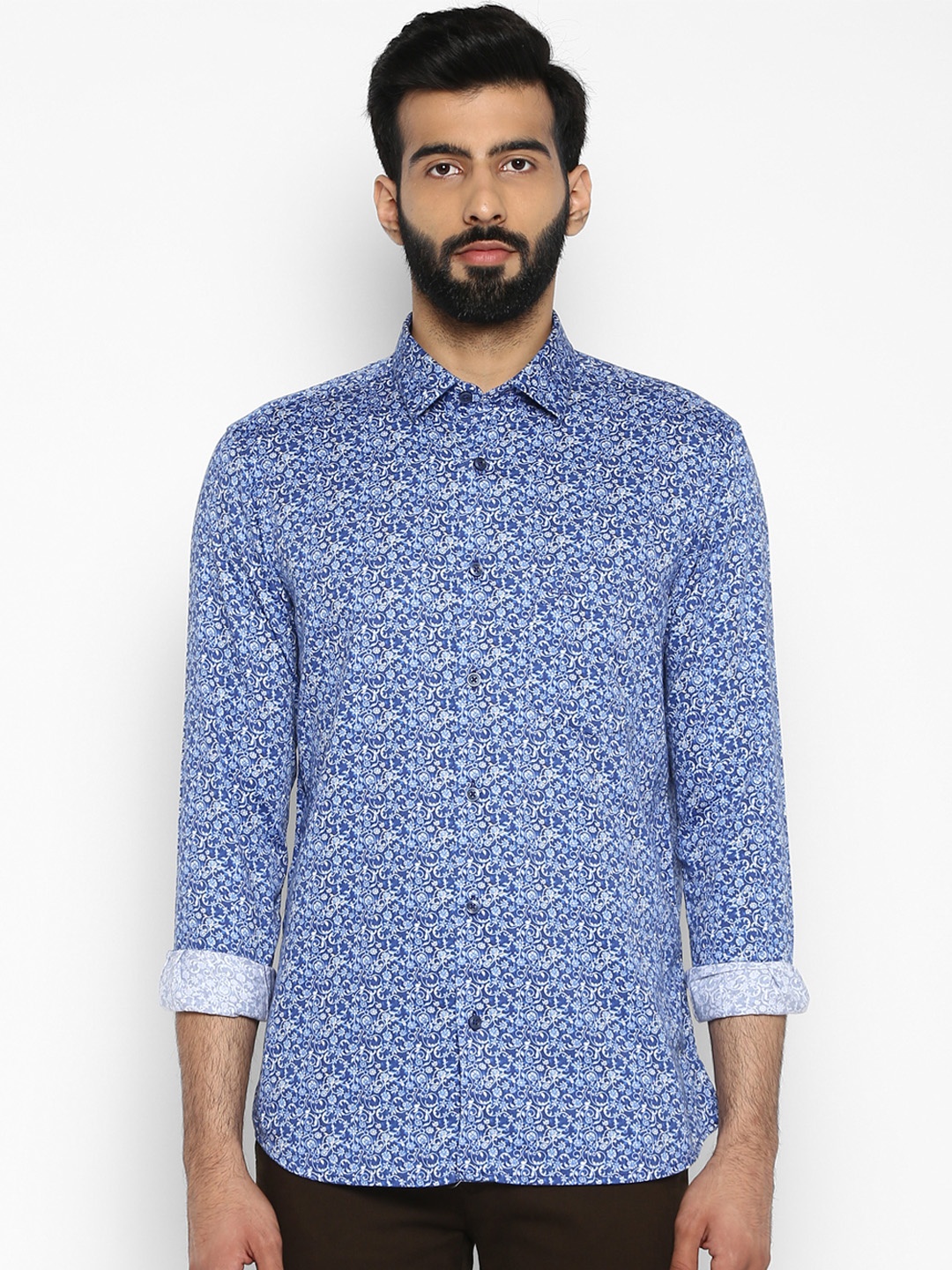 

ColorPlus Men Blue Tailored Fit Printed Casual Shirt
