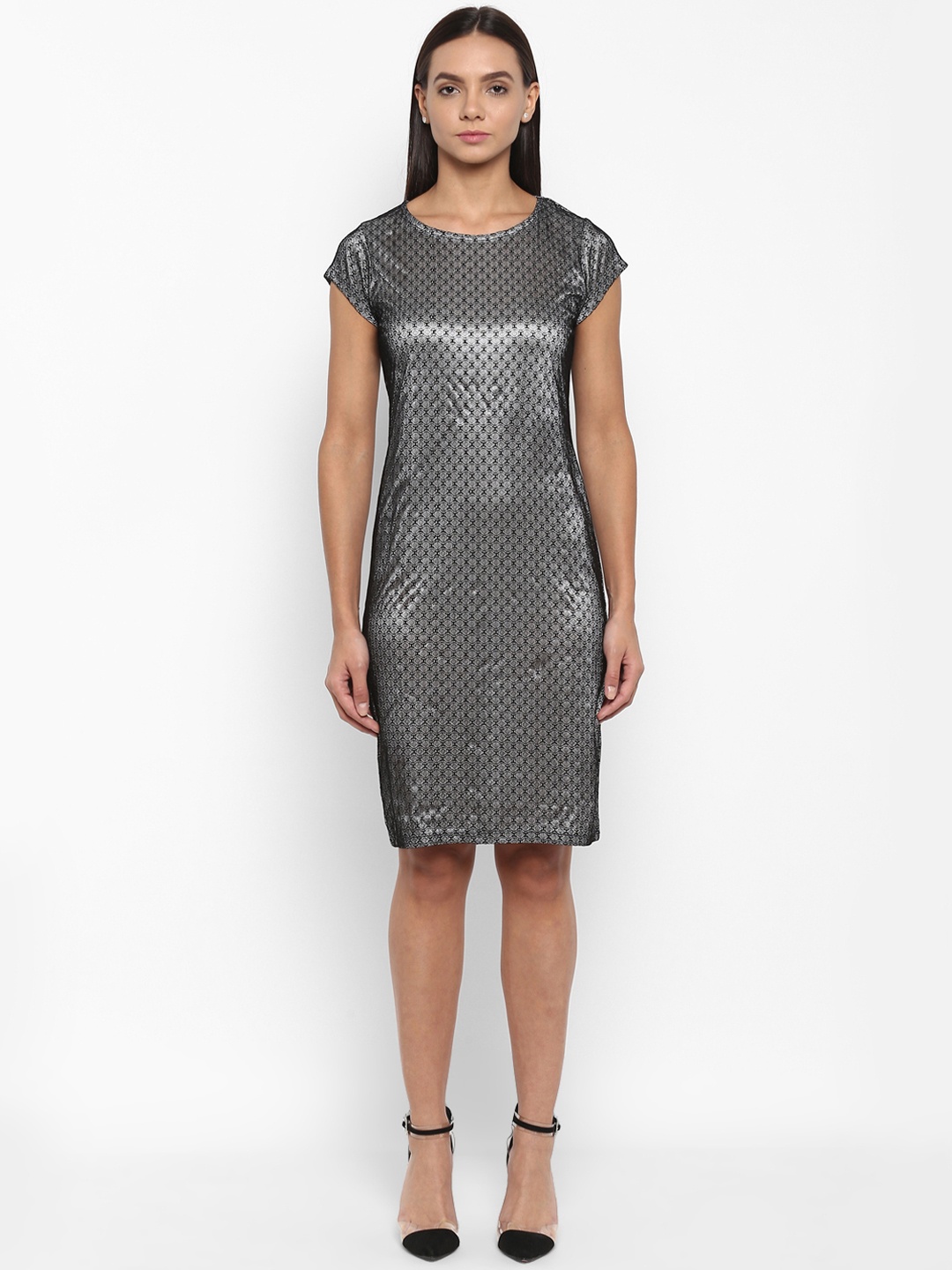 

Park Avenue Women Black Self Design Sheath Dress