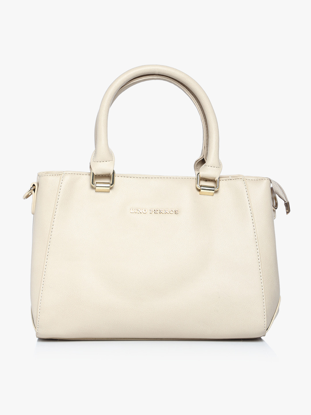 

Beige Synthetic Leather Handbag