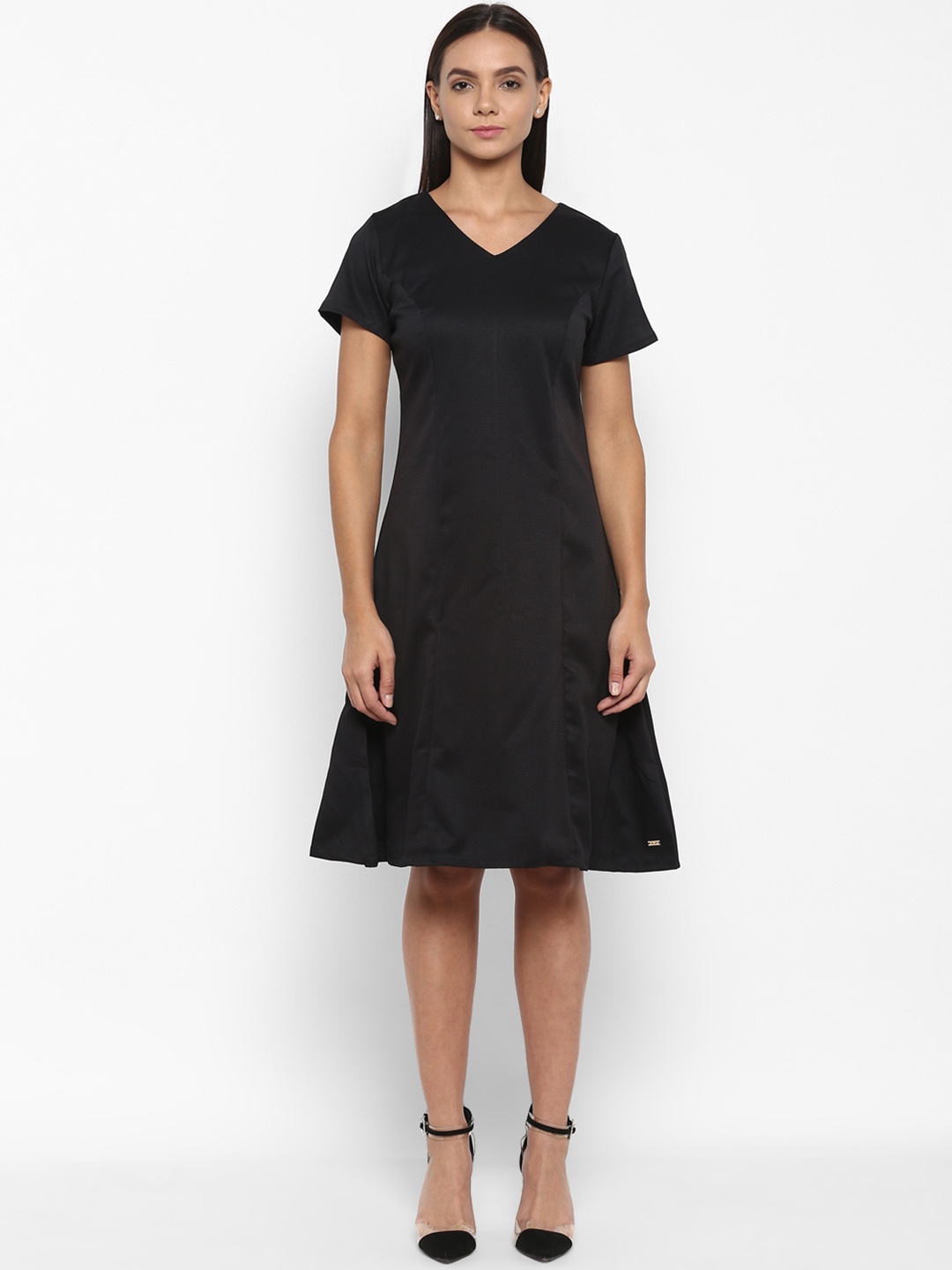 

Park Avenue Women Black Solid Fit and Flare Dress