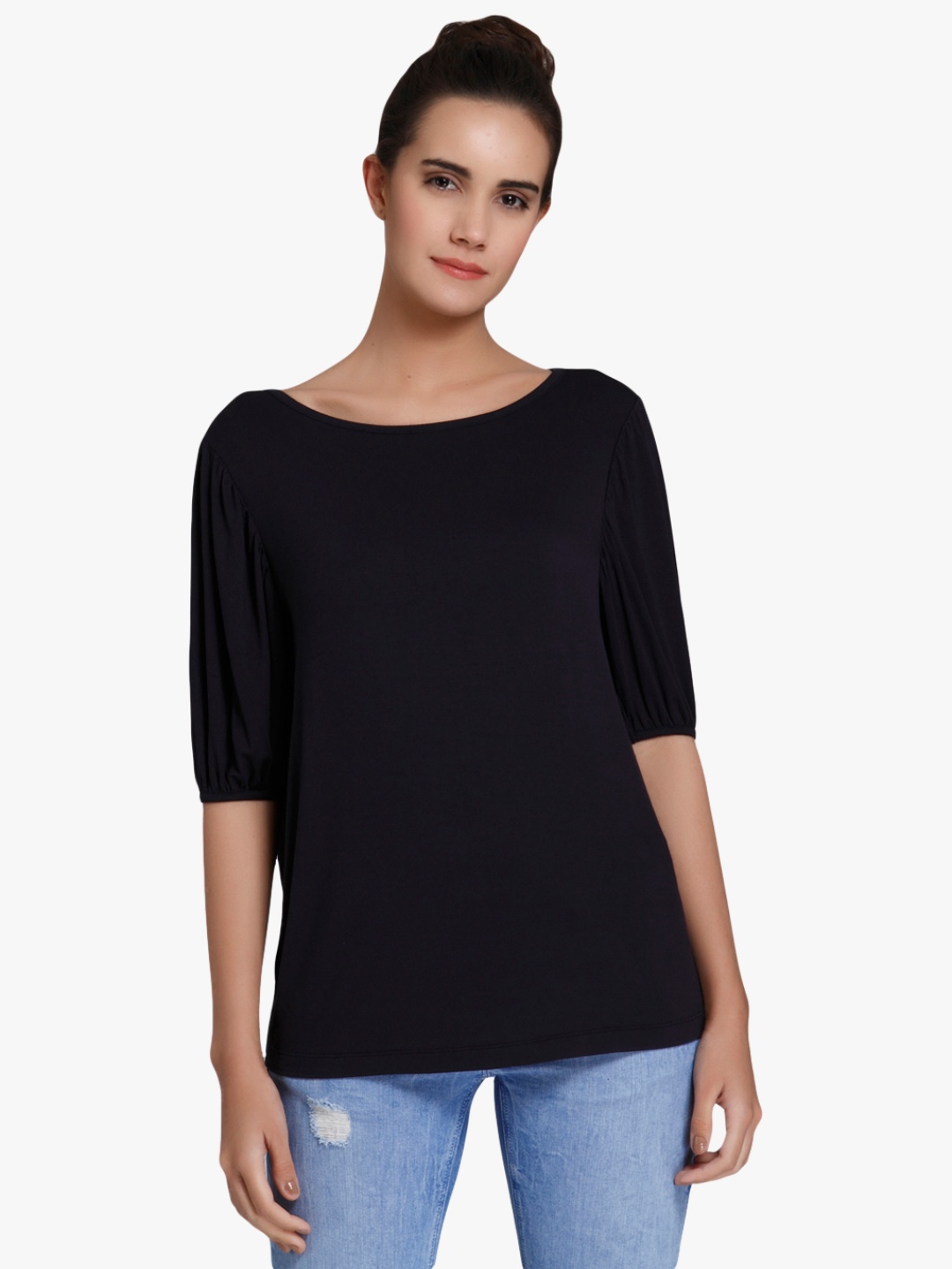 

Vero Moda Women Navy Solid Top, Navy blue