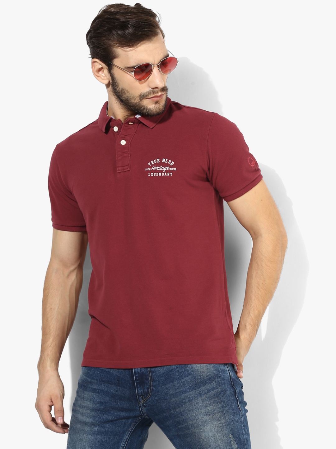 

Maroon Solid Slim Fit Polo T-Shirt
