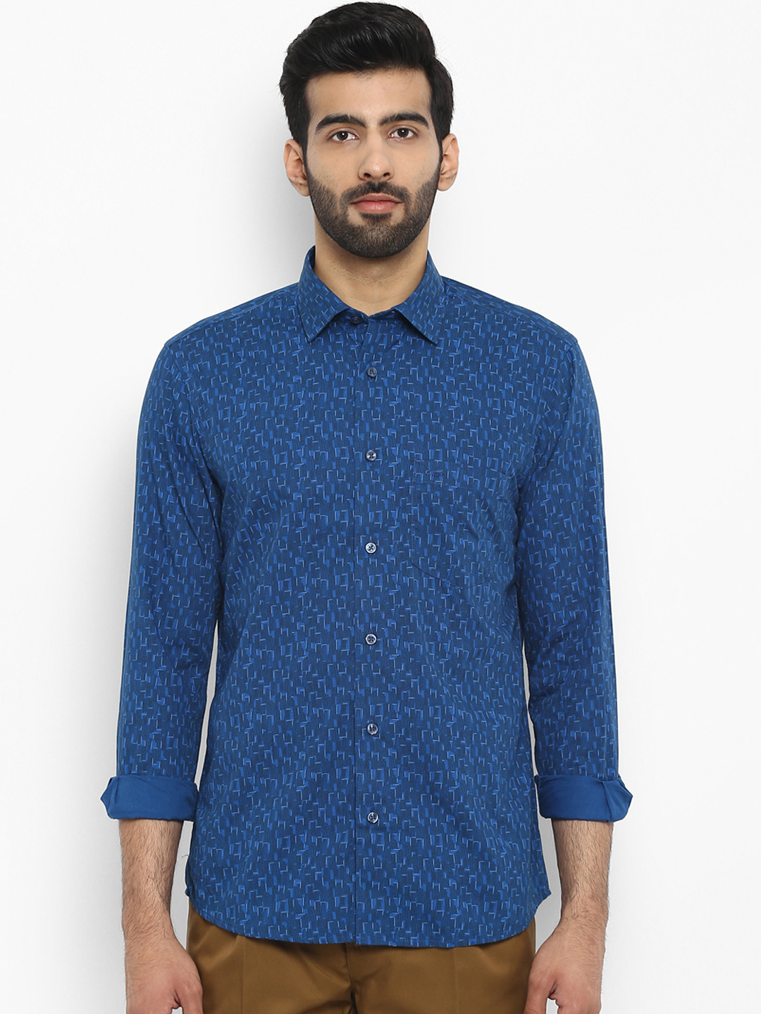 

ColorPlus Men Blue Tailored Fit Printed Casual Shirt