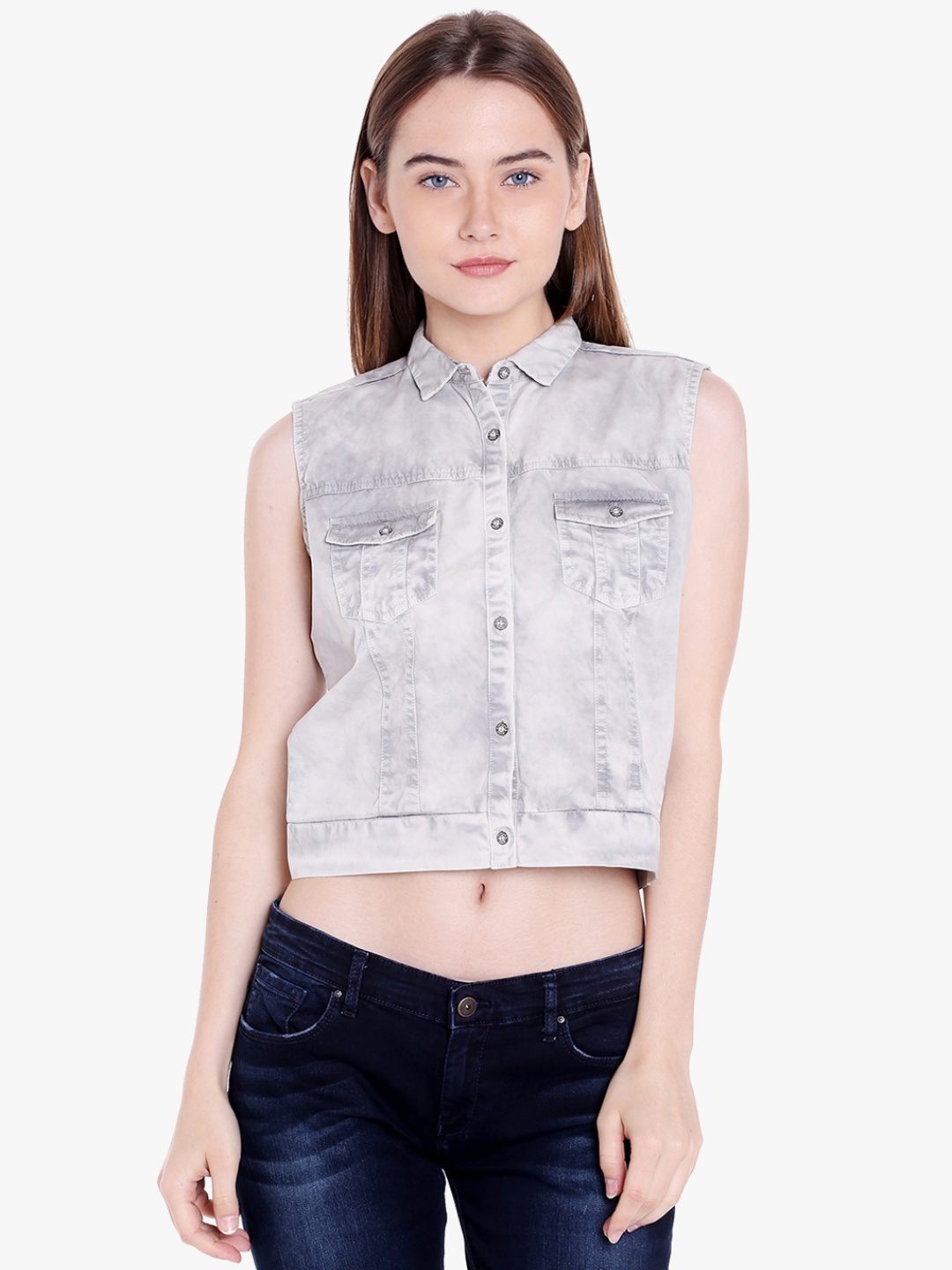 

SPYKAR Women Off-White Regular Fit Solid Casual Shirt