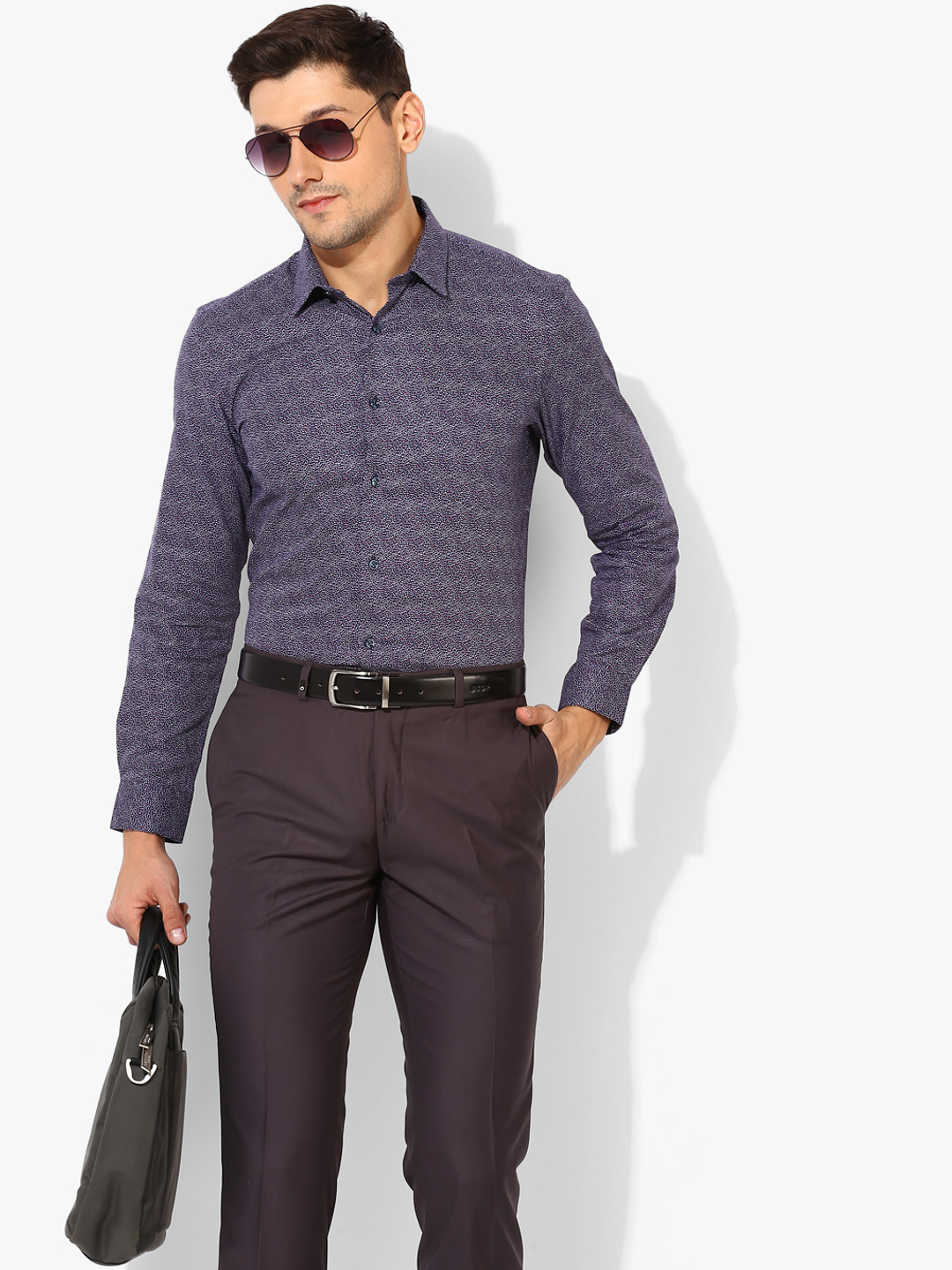 

Peter England Casuals Men Navy Blue & Navy Blue Slim Fit Printed Formal Shirt