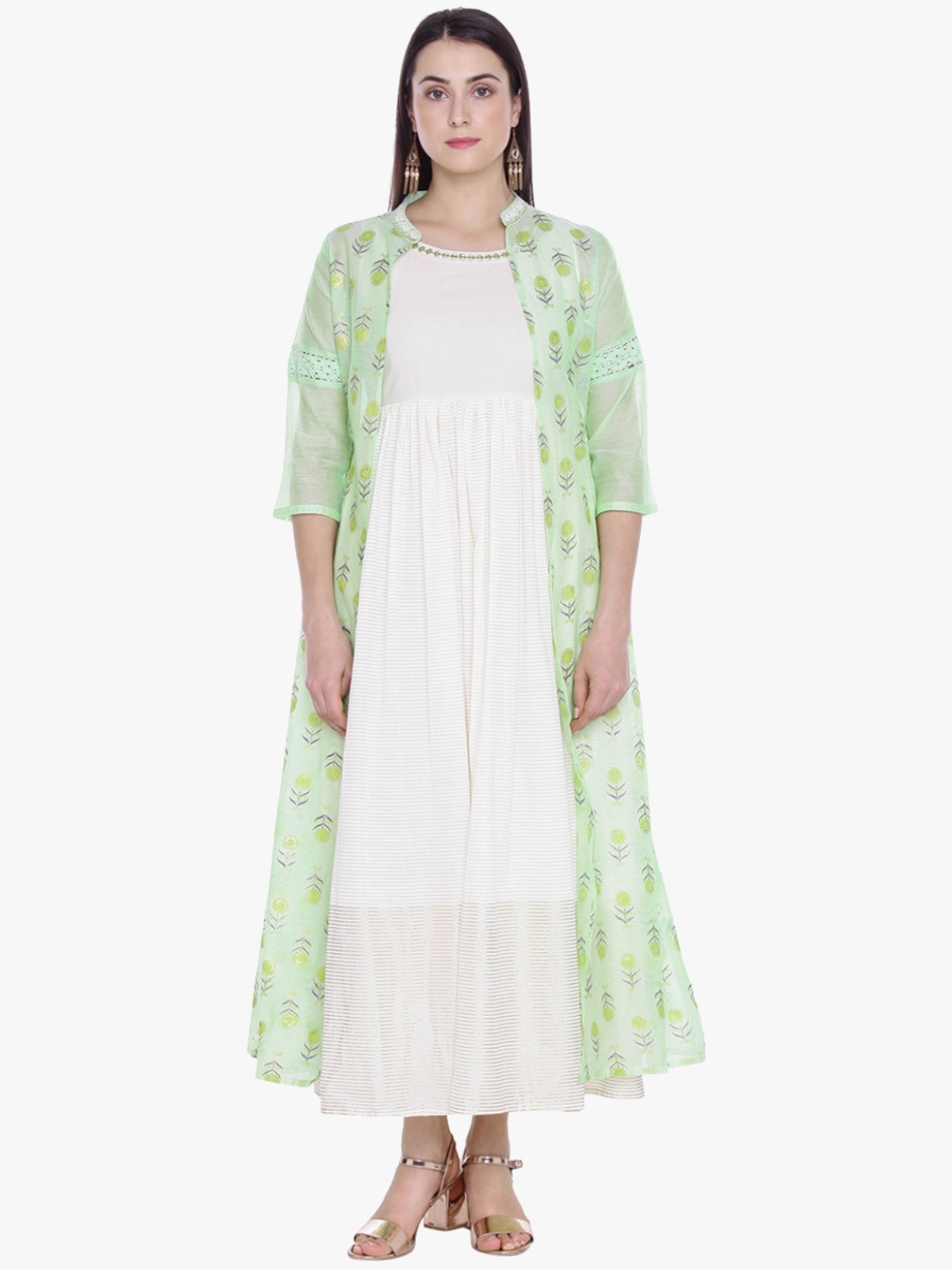 

TRISHAA BY PANTALOONS Women Cream-Coloured Printed Maxi Dress