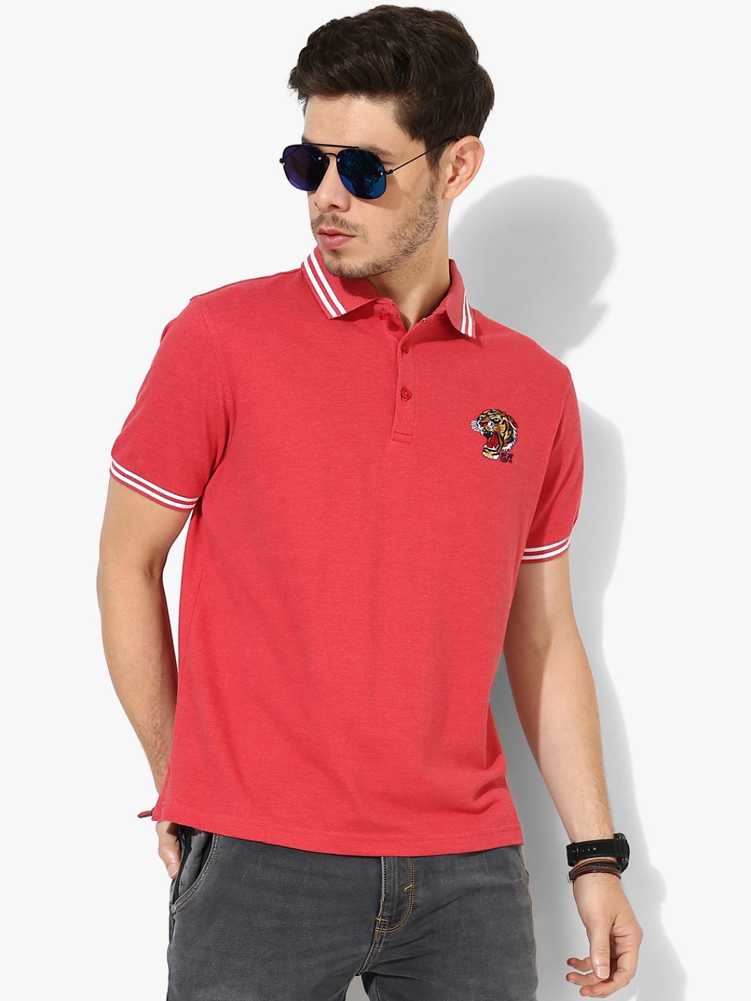 

Red Solid Slim Fit Polo T-Shirt