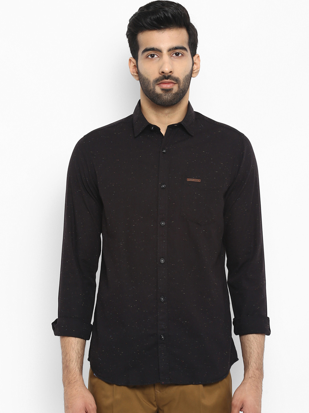 

ColorPlus Men Black Contemporary Regular Fit Printed Casual Shirt