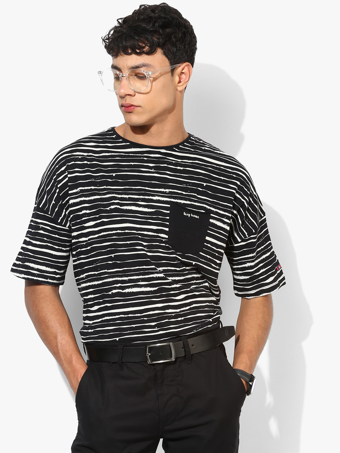 

Black Printed Regular Fit Round Neck T-Shirt