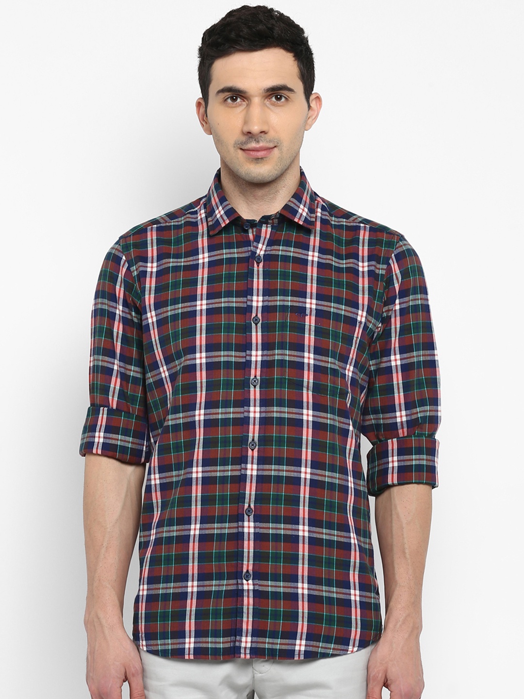 

ColorPlus Men Red & Blue Tailored Fit Checked Casual Shirt