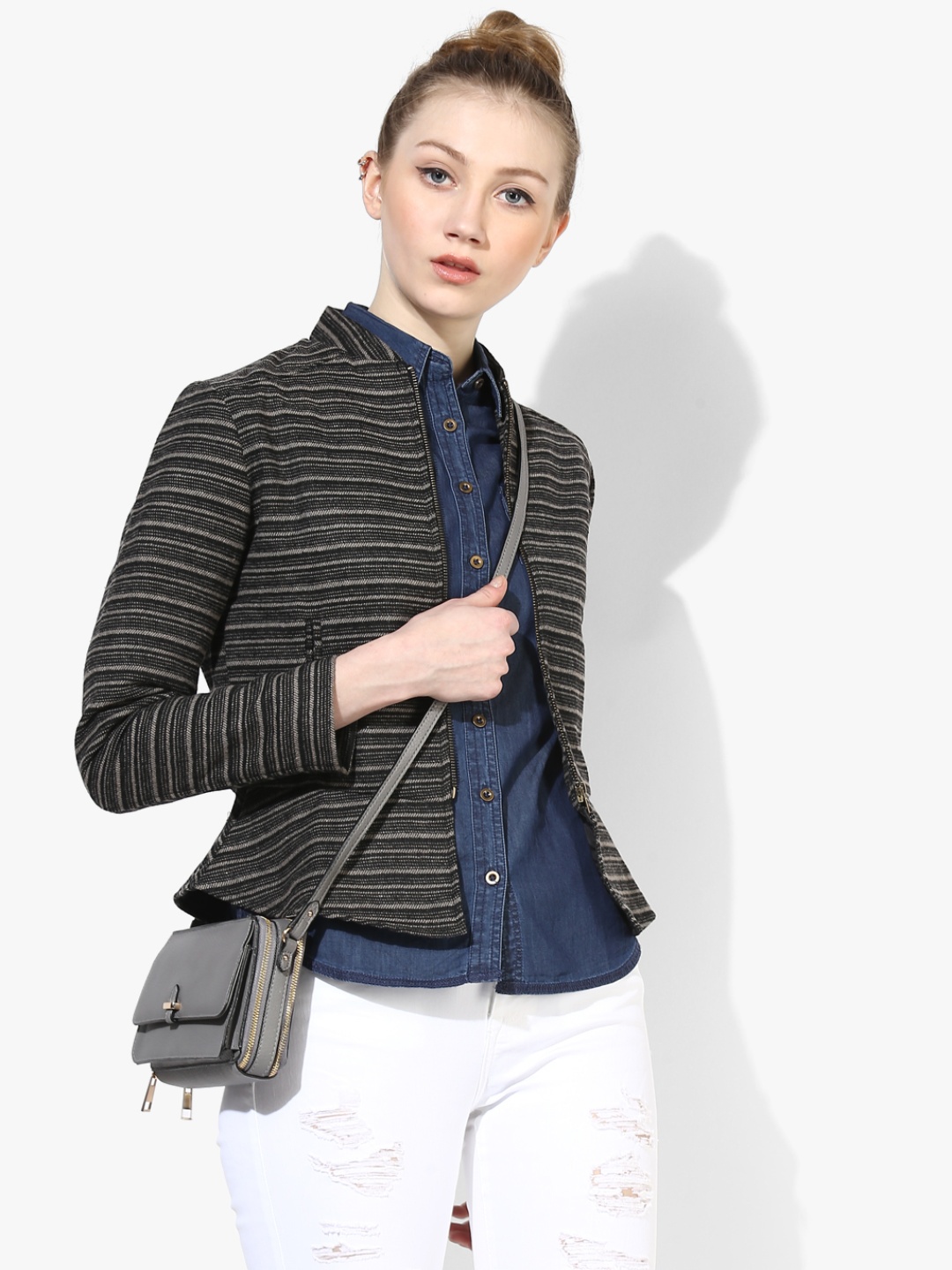

Charcoal Grey Striped Winter Jacket