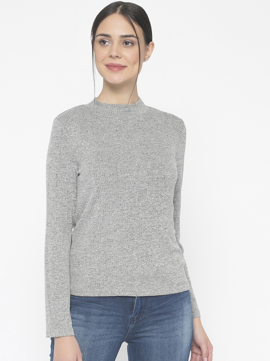 Gipsy Women Grey Solid Top