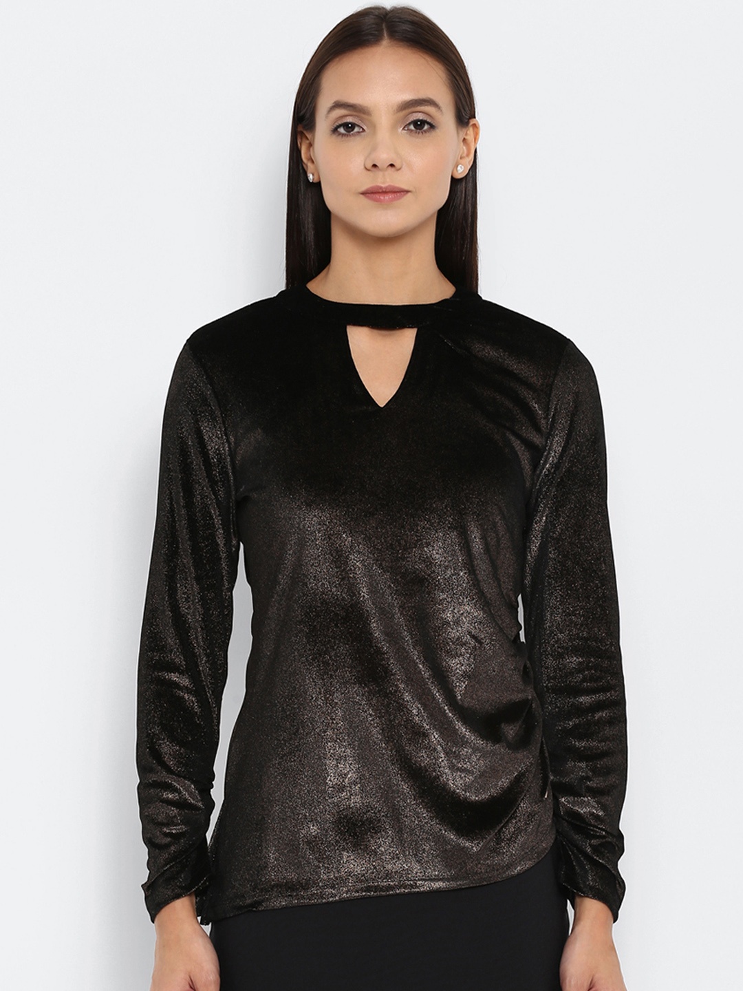 Park Avenue Women Black Solid Sweatshirt