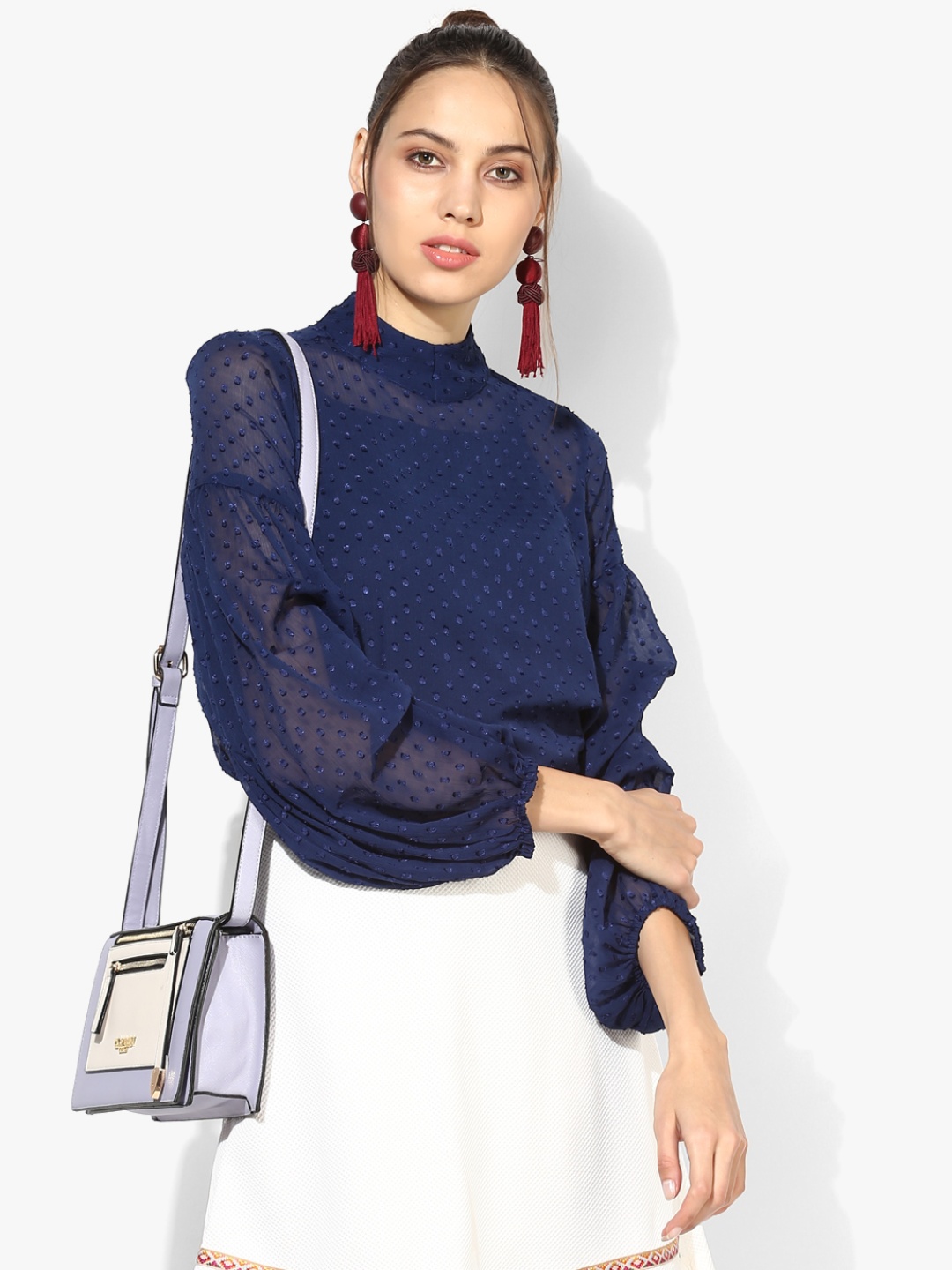 

Navy Blue Self Design Blouse