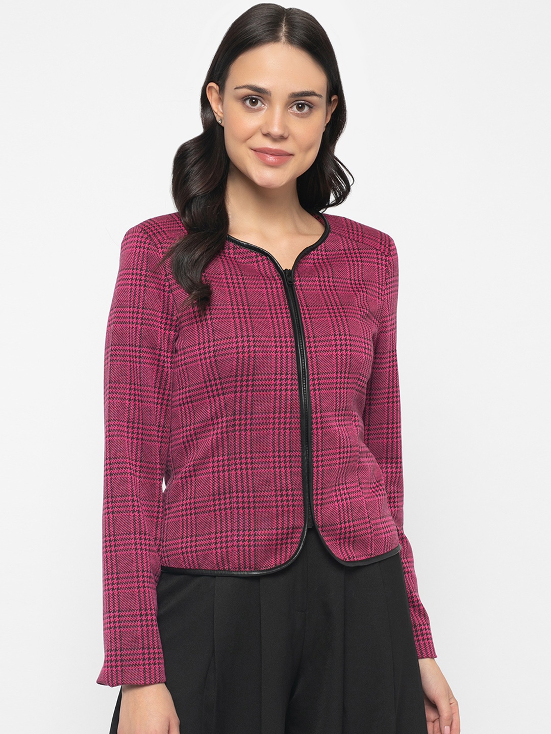 

Gipsy Women Fuchsia Checked Tailored Jacket