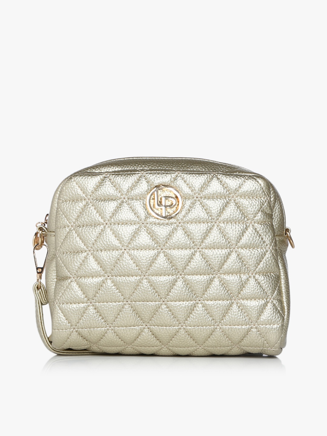 

Gold Synthetic Leather Sling Bag